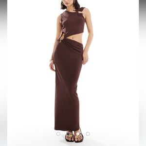 Brown Sleeveless Dress cut out body con ASOS dress